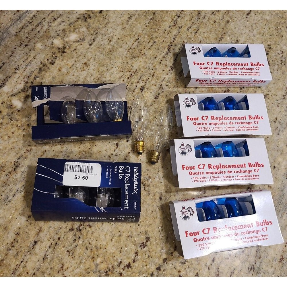 Lot of 20 ~ C7 Replacement Bulbs Blue and White